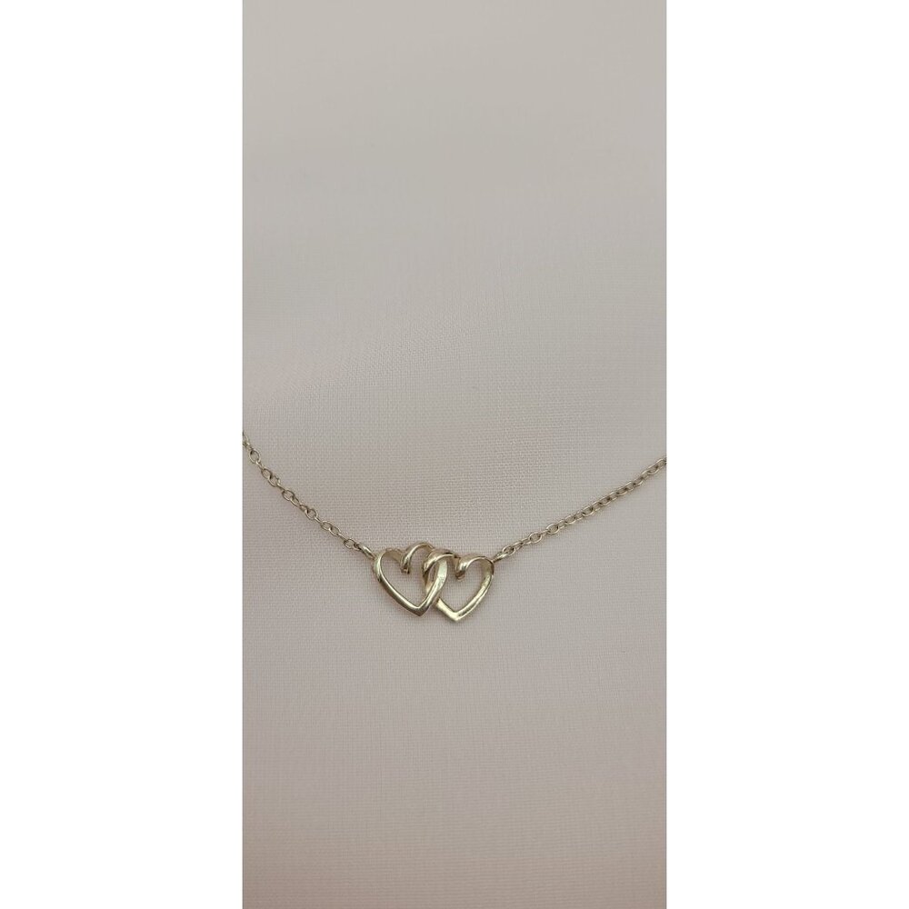 925 sterling silver interlocking double heart 18 inch necklace
